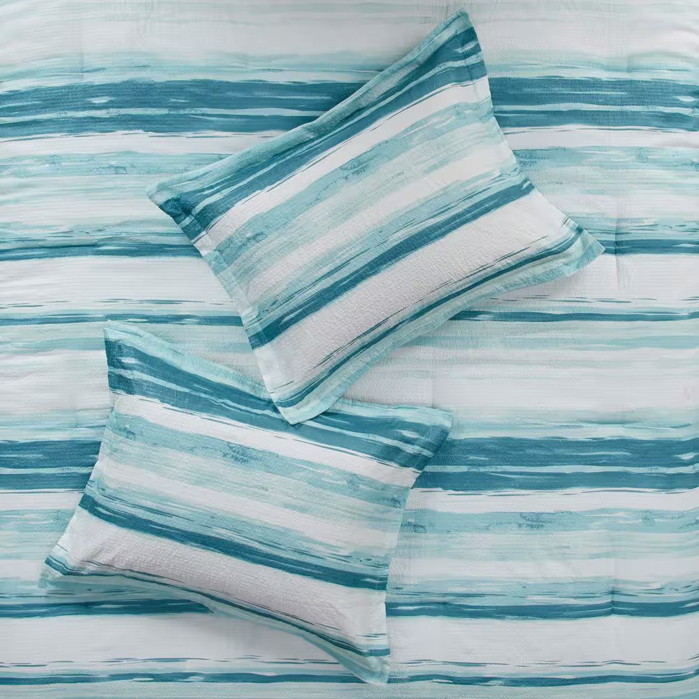 Marina Azure coastal bedding - Complete set with comforter, shams, and decorative pillows