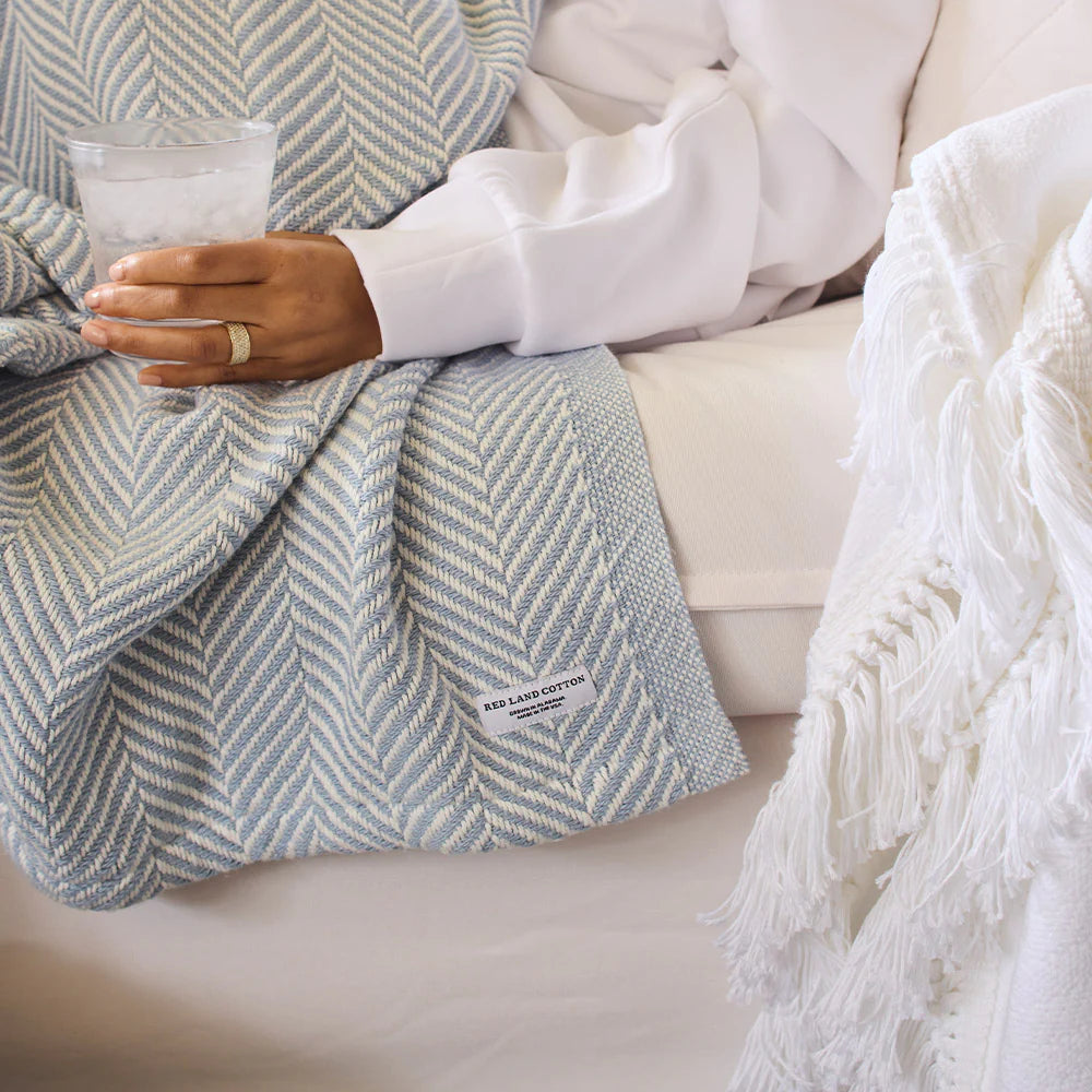 Homewood Heritage Throw porch scene – breathable cotton blanket, Made in USA