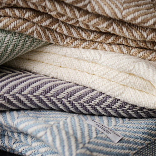 Homewood Throw Blanket product shot – woven in Maine, Red Land Cotton, Casa Marella