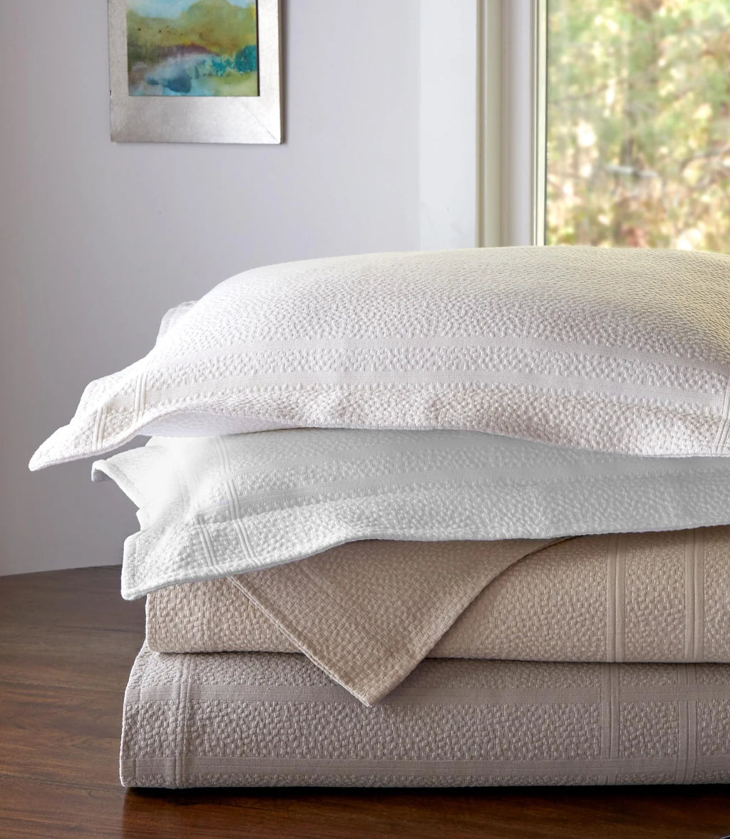Montauk Matelassé Sham – 100% long-staple cotton pebble weave – Peacock Alley for Casa Marella