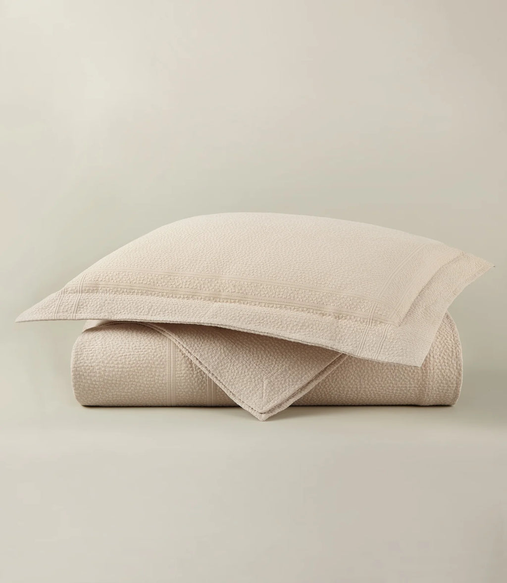 Montauk Matelassé Coverlet in Linen – OEKO-TEX certified – woven in Portugal – Peacock Alley