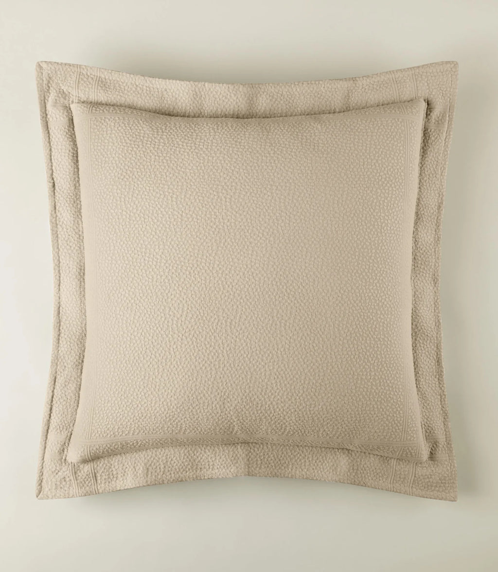 Montauk Matelassé Euro Sham in Linen – OEKO-TEX certified – Peacock Alley