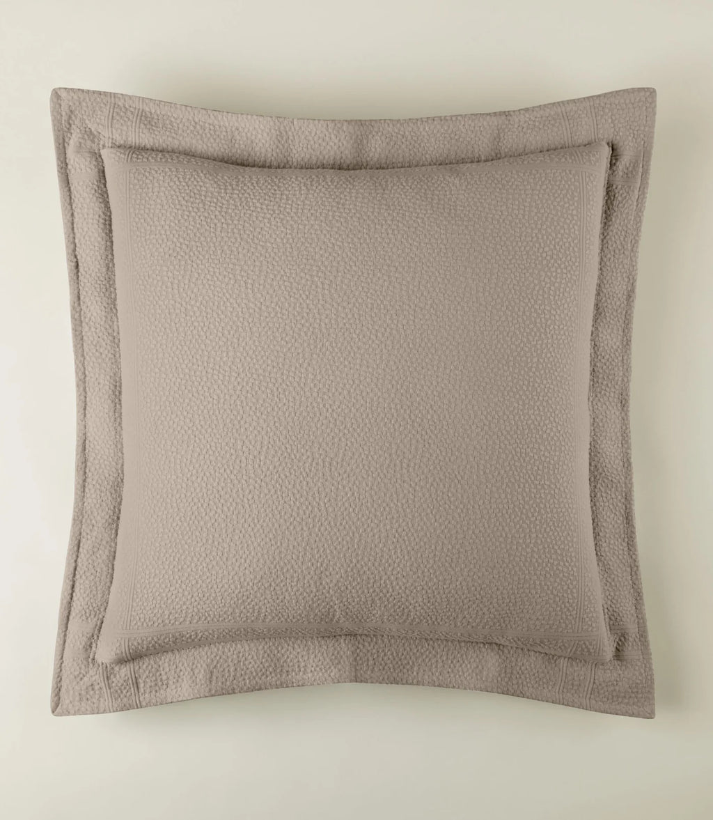 Montauk Matelassé Euro Sham in Platinum – long-staple cotton – Peacock Alley