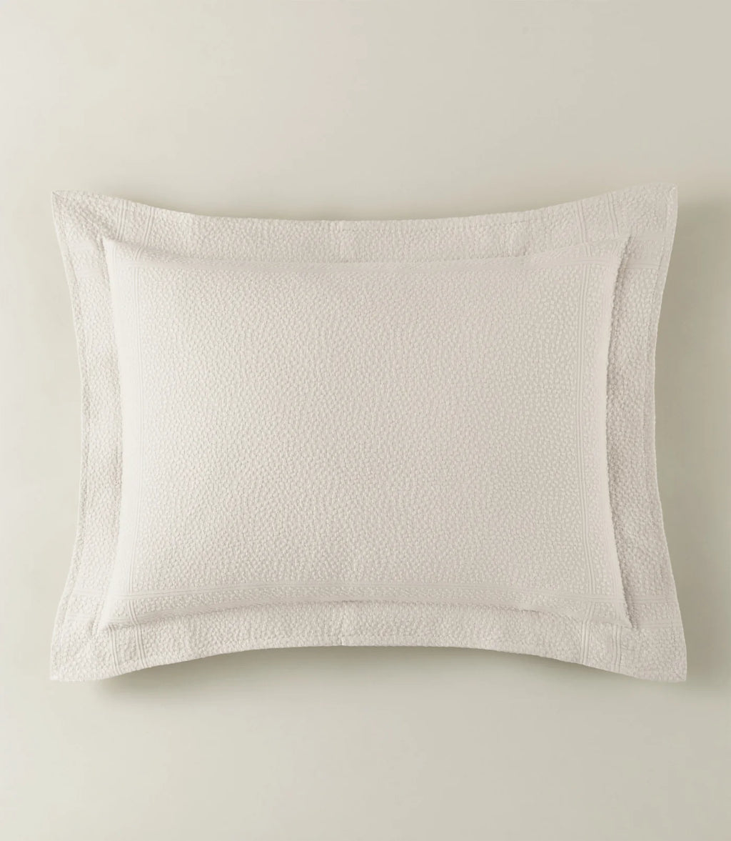 Montauk Matelassé Sham in Pearl – luxury pillow sham – Peacock Alley for Casa Marella