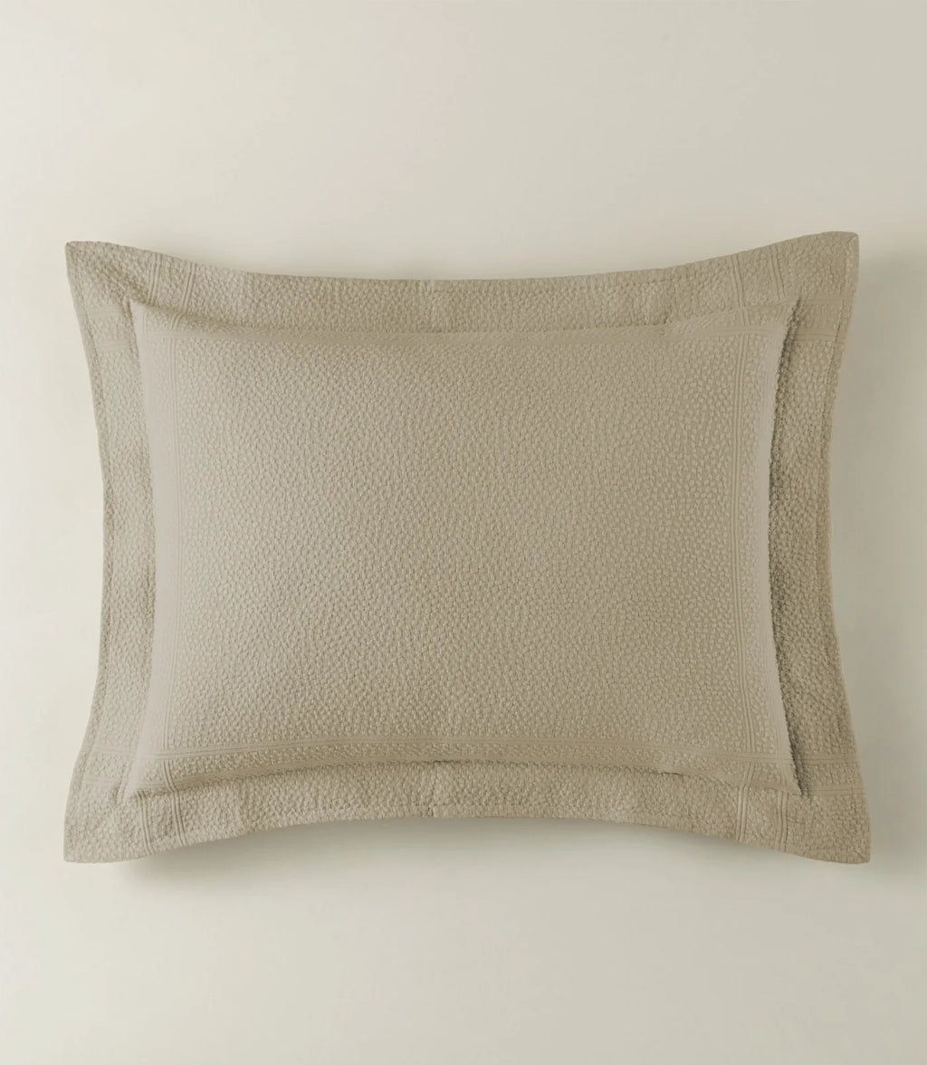 Montauk Matelassé Sham in Platinum – woven in Portugal – Peacock Alley Casa Marella