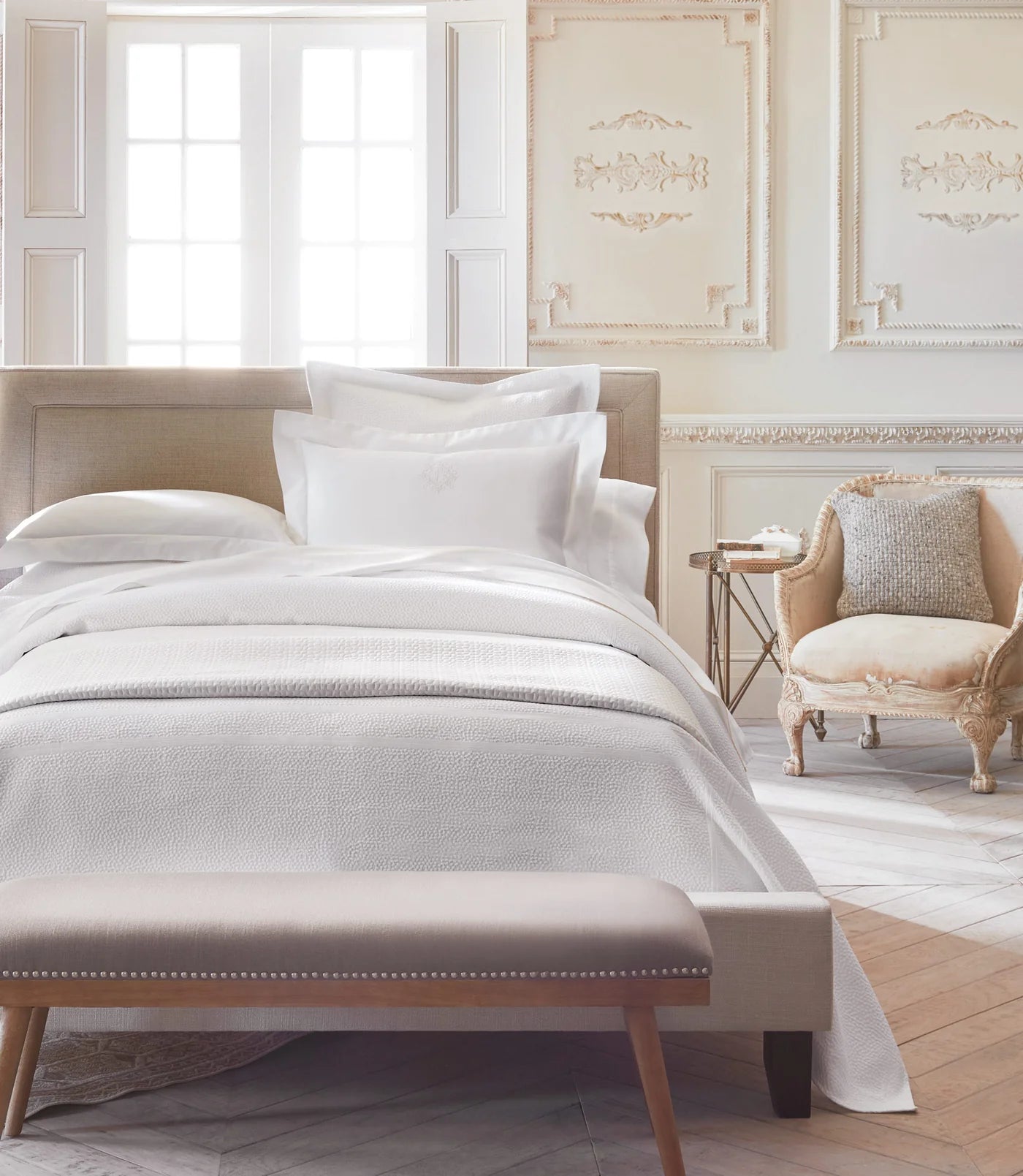 Montauk Matelassé Coverlet Set King – 100% coton longues fibres – Peacock Alley