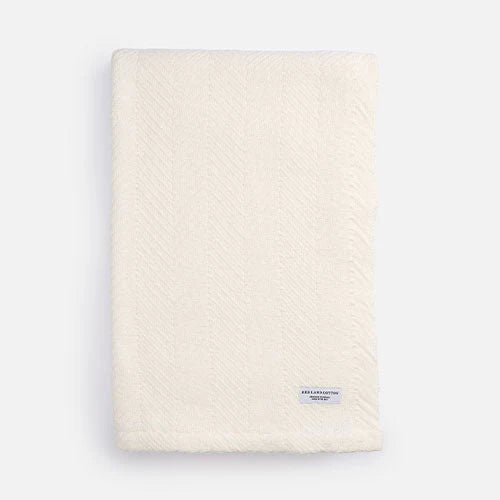 Homewood Throw Blanket on white – soft white colorway, luxury cotton throw, Casa Marella
