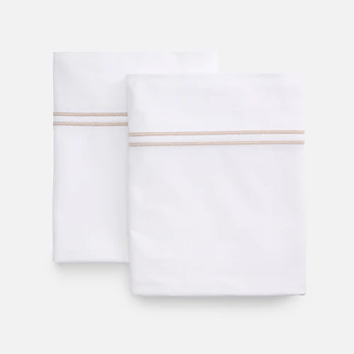Ella Pillowcase Set flat lay on white – hand-sewn in USA, Red Land Cotton