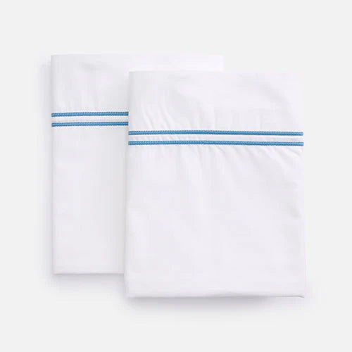 Ella Pillowcase Set embroidery close-up – 5 color options, heirloom quality percale