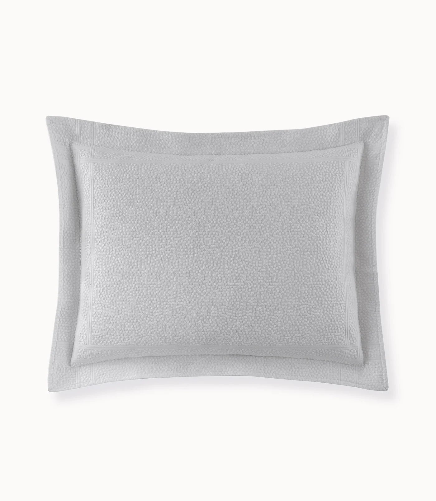 Montauk Matelassé Sham in Gray – tailored 2.5" flange – Peacock Alley for Casa Marella