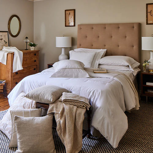 Ella Embroidered Pillowcase Set product shot – 140 TC percale, Alabama-grown cotton