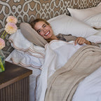 Highlands Cotton Blanket lifestyle bedroom – Red Land Cotton, 100% Alabama cotton, Casa Marella