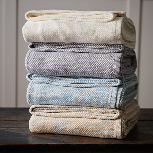 Highlands Cotton Blanket flat lay – Red Land Cotton, heirloom quality, Made in USA