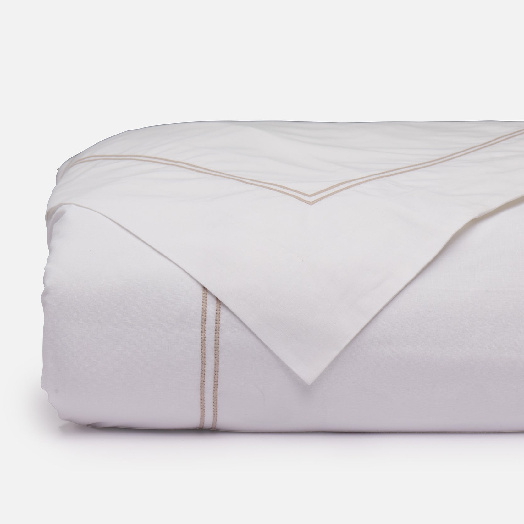 Ella Embroidered Duvet Cover detail view – artisanal double-row embroidery, Alabama cotton