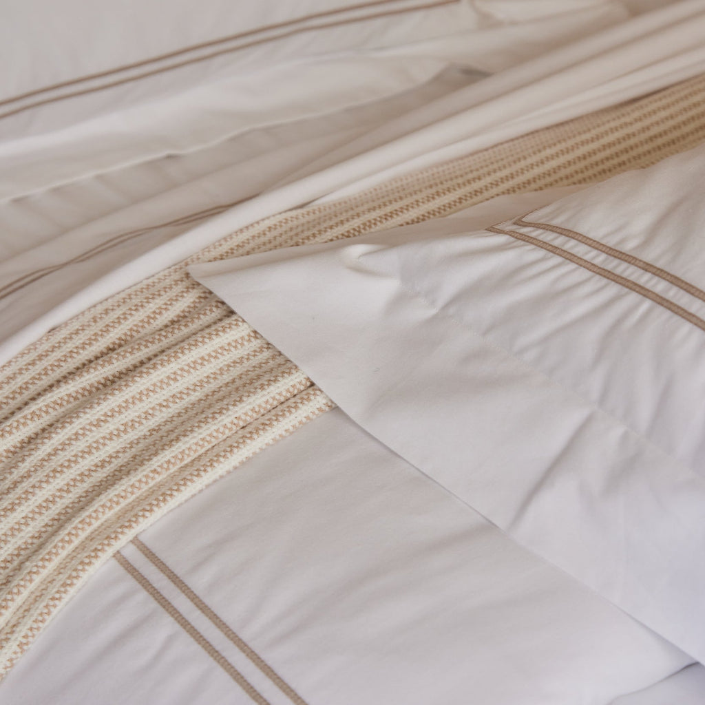 Ella Heirloom Embroidered Sheet Set - Draped fabric softness detail - Casa Marella Home Linens